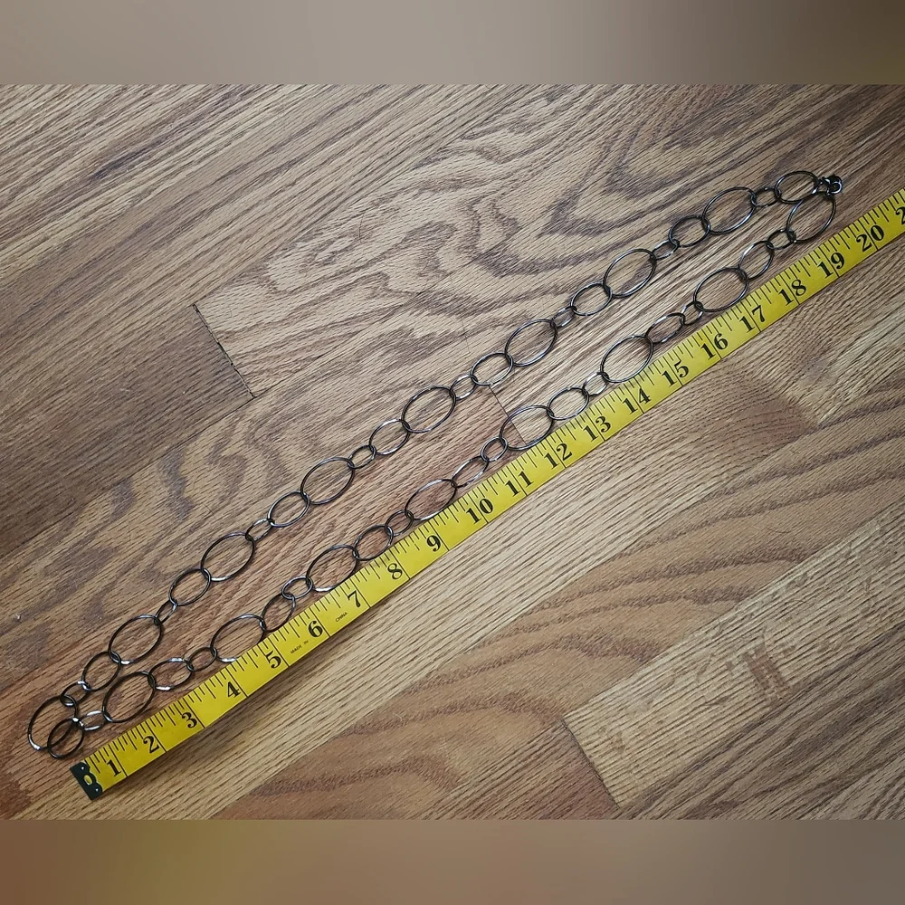VTG Long Necklace Dark Silver Tone Chain